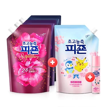 피죤 시그니처 섬유유연제 1.3Lx3개+체리블라섬1.3Lx1개+스프레이피죤120mlx1개 (15,800원 / 무료배송)