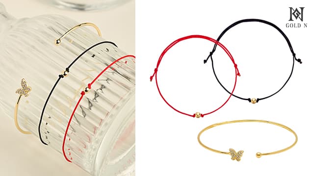 골드앤 14K 심플 골드볼 3mm 매듭 팔찌+나비 뱅글 팔찌 (29,900원 / 남음)