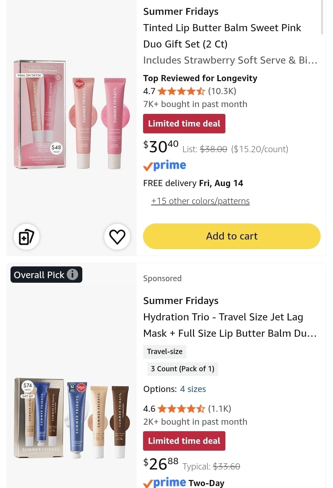 Amazon) Summer Fridays Hydration Trio $25.54 등 세일