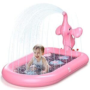 QPAU 3-in-1 Inflatable Elephant Sprinkler Pool & Water Play Mat ($9.99 / (약: 14,186원))