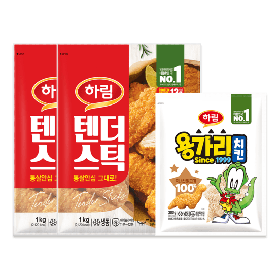 텐더스틱 1kg 2팩 + 용가리치킨 300g (21,760원 / 무료배송)