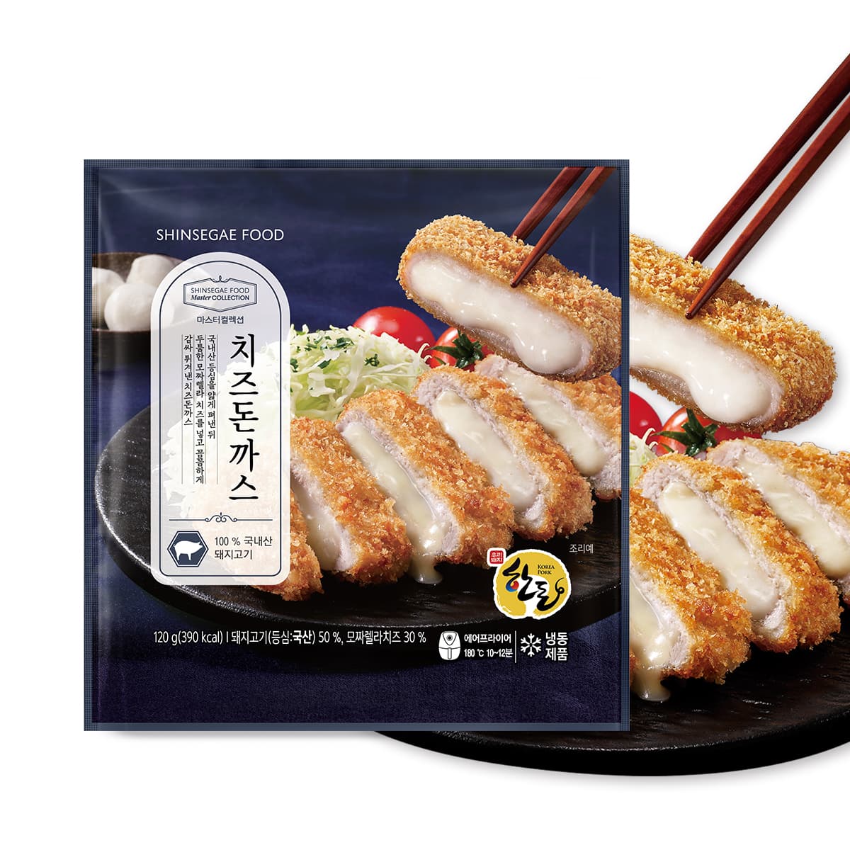 신세계푸드 한돈 등심/치즈 돈까스 120g x 10팩 + 문경사과 소스 3팩 (22,680원 / 무료배송)