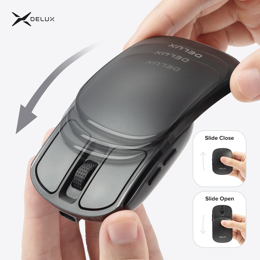 Delux 포켓 접이식 마우스 무선 2.4G Bluetooth5.2 ($15.54 / (약: 21,993원))