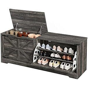 55" DWVO Farmhouse Shoe Storage Bench w 3 Flip Drawers ($85.50 / (약: 121,008원))