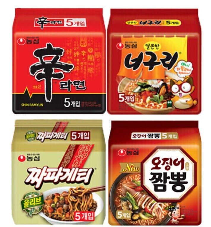 [G마켓]신라면 5봉 + 너구리 5봉 + 짜파게티 5봉 + 오징어짬뽕 5봉 (총 20봉) (15,220/무료)