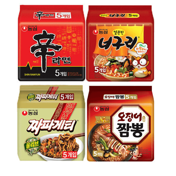 [G마켓] 신라면 5봉 + 너구리 5봉 + 짜파게티 5봉 + 오징어짬뽕 5봉 (총 20봉) (15,220/무료) (15,220원 / 무료배송)