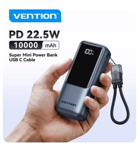 Vention 10000mAh 미니 보조배터리 22.5W ($13.24/무료)
