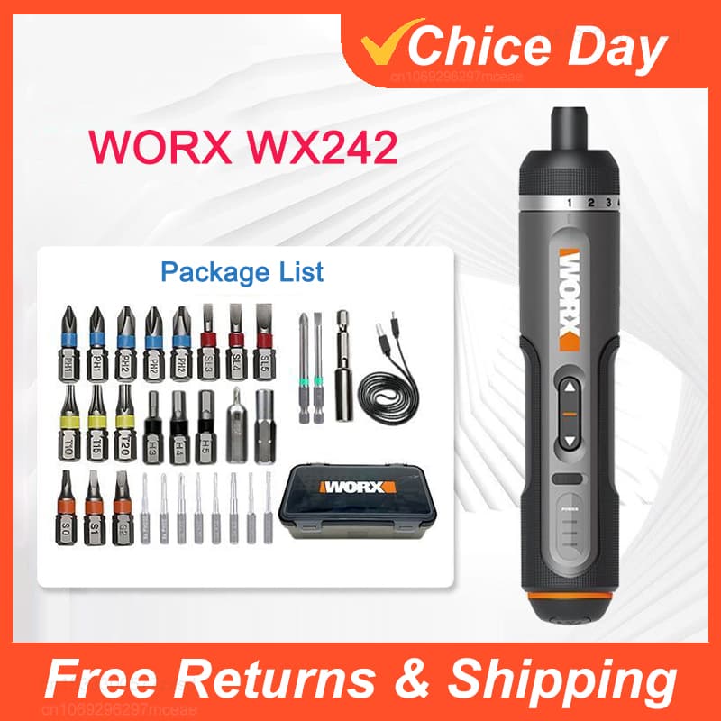 [알리익스프레스] Worx 4V 미니 전동 드라이버 세트 WX242 스마트 무선 전동 드라이버 USB 충전식 30비트 세트 ($3.00 / (약: 4,245원))