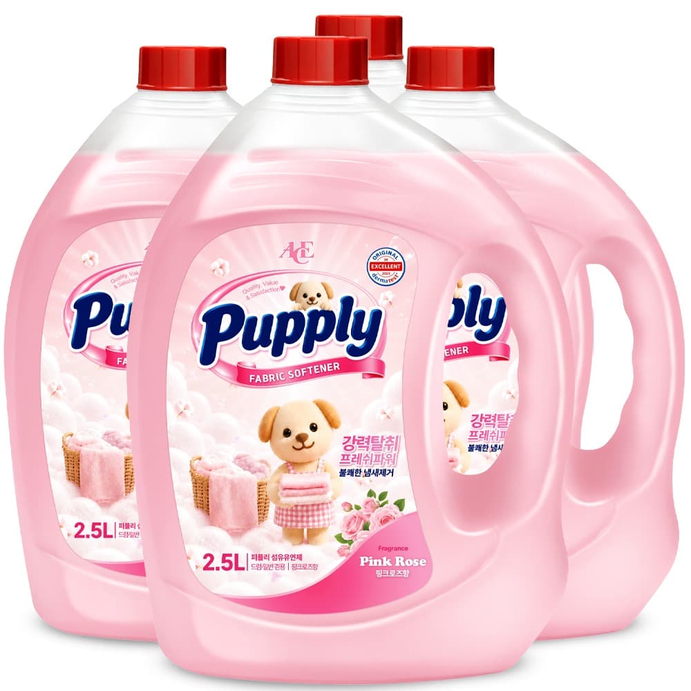 [토스쇼핑] 에이스퍼플리 고농축 핑크로즈 섬유유연제, 실내건조, 2.5L, 4통 (4,600원 / 무료배송)