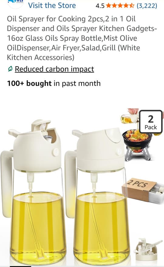 Amazon) 오일 스프레이 병 2pcs $9.99->$7.99