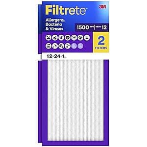 [Amazon] 2-Pk Filtrete 12x24x1 MERV 12 MPR 1500 Air Filter ($10.10 / (약: 14,291원))