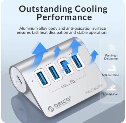 ORICO 알루미늄 USB 허브 USB 3.2 5Gbps PD 60W($15.14/무료)