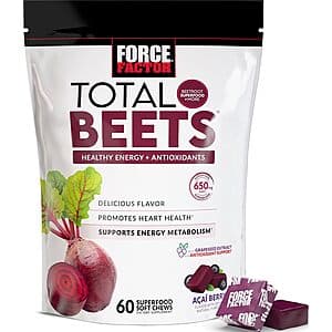 [Amazon] 60-Count Force Factor Total Beets Soft Chews Heart Health Supplement ($9.75 / (약: 13,796원))