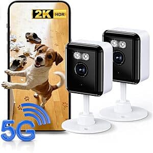 [Amazon] 2-Pk Gianteye 2K Dual-Band WiFi Indoor Security Camera w Color Night Vision ($17.55 / (약: 24,833원))