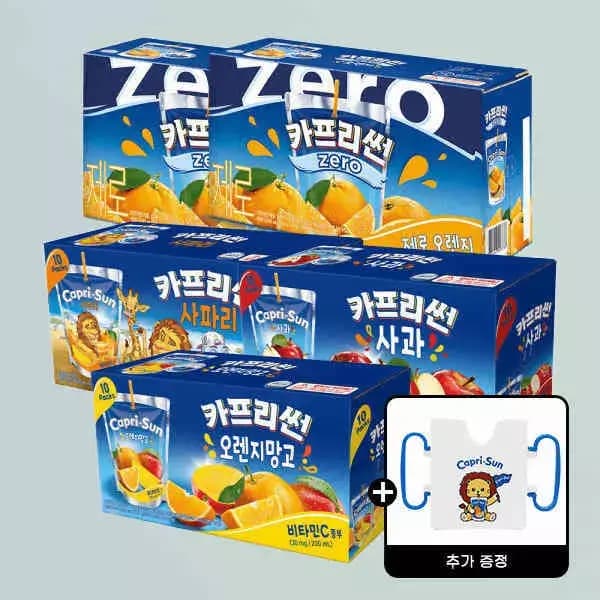 [지마켓] 카프리썬 제로 오렌지 20입 +오렌지망고 10개 + 사과 10개 +사파리 10개 +카프리썬 키링키캡 기획세트 (22,750원 / 무료배송)