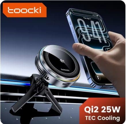 투키 Qi2.2 25W TEC 쿨링 차량용 맥세이프 무선충전기($25.44/무료)
