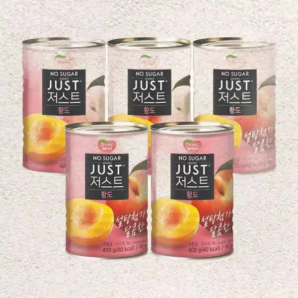 [지마켓] 동원 JUST 노슈가 황도 2절 통조림 400g 5캔 (9,980원 / 무료배송)