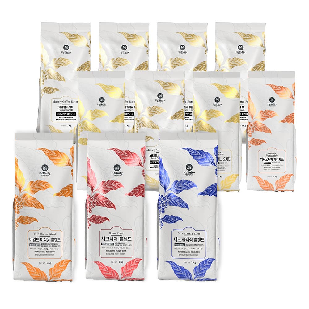 [알리익스프레스] 맥널티 싱글오리진/블렌드 홀빈 원두 1kg 모음 (17,181원 / 무료배송)