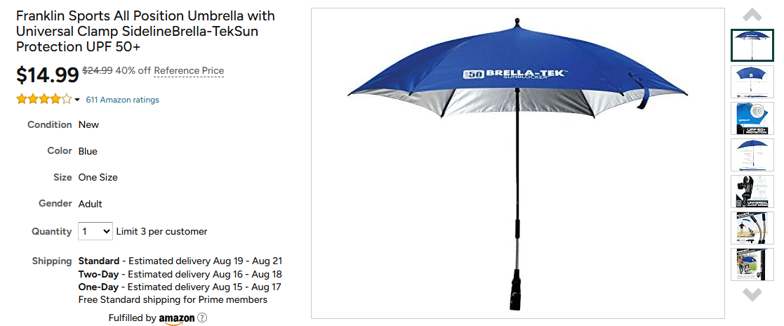 Woot) Franklin Sports All Position Umbrella $12.74