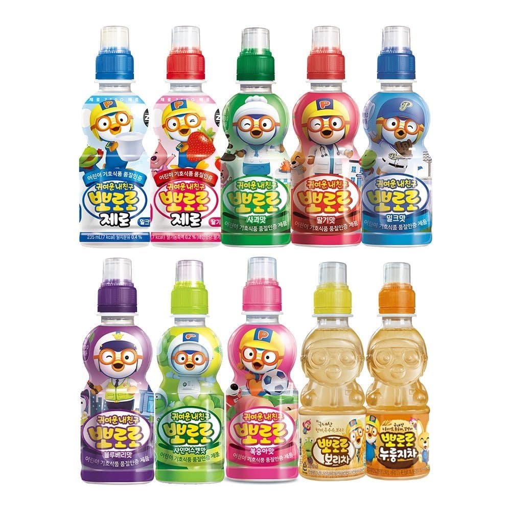 [롯데온] 뽀로로 음료수 제로 2종 포함 8종 235ml 10+10+10개 총30개 (17,980원/무료) (무료배송)