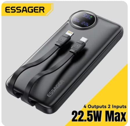 ESSAGER 22.5W 보조배터리 10000mAh ($9.61/무료)