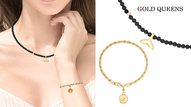 [쇼핑엔티몰] 14K 금볼 오닉스 목걸이 + 브라스참팔찌 (49,900원 / 남음)