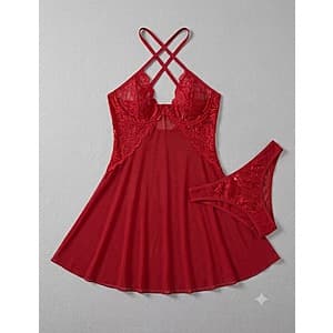 [Slickdeals] Avidlove Push Up Underwire Lace Lingerie Dress w Thong ($12.99 / (약: 18,379원))