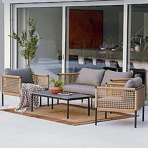 [Slickdeals] 4-Pc Grand Patio Aluminum & Resin Wicker Furniture Set w Sofa & Coffee Table ($230.00 / (약: 325,427원))