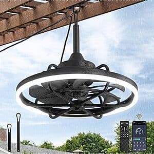 [Amazon] Fanbulous 20" Caged Outdoor Ceiling Fan w Light & Remote ($79.40 / (약: 112,343원))