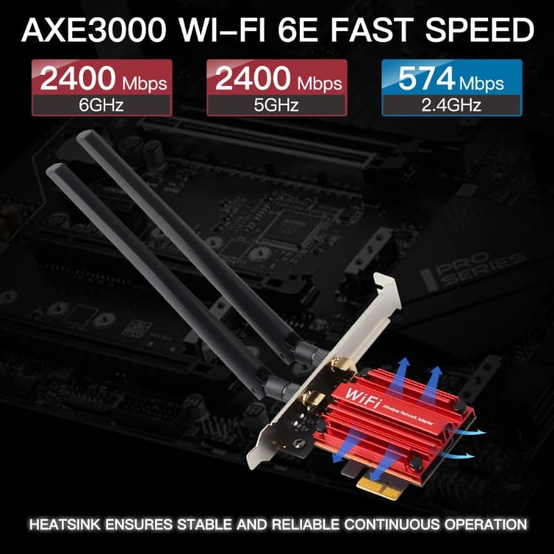 [알리익스프레스] PCE AXE3000 무선랜카드 AX210 WiFi 6E 5374Mbps (10,655원 / 무료배송)