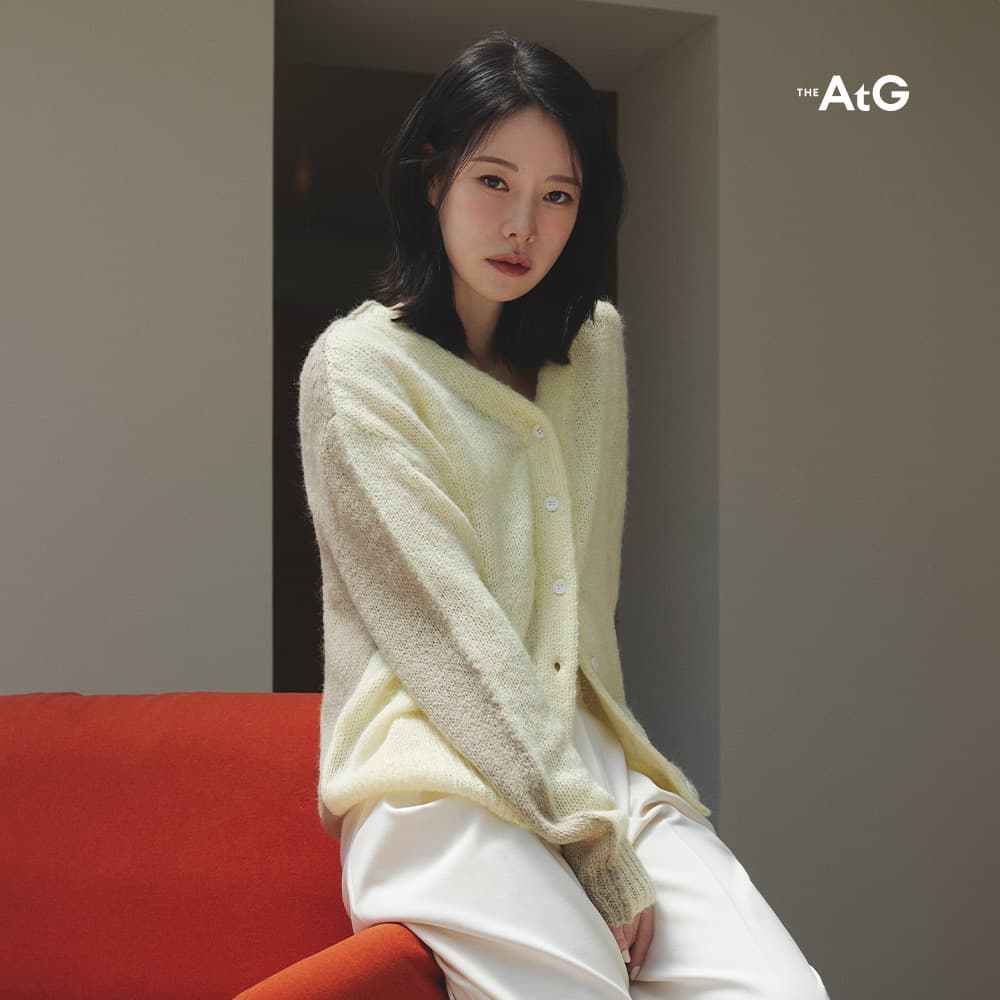[CJ온스타일] 알파카 울혼방 투톤 시어 가디건 (39,900원 / 남음)