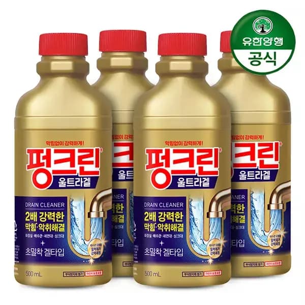 [네이버] 유한락스 배수구 세정제 펑크린 울트라겔 500ml 4개 (23,080원 / 무료배송)
