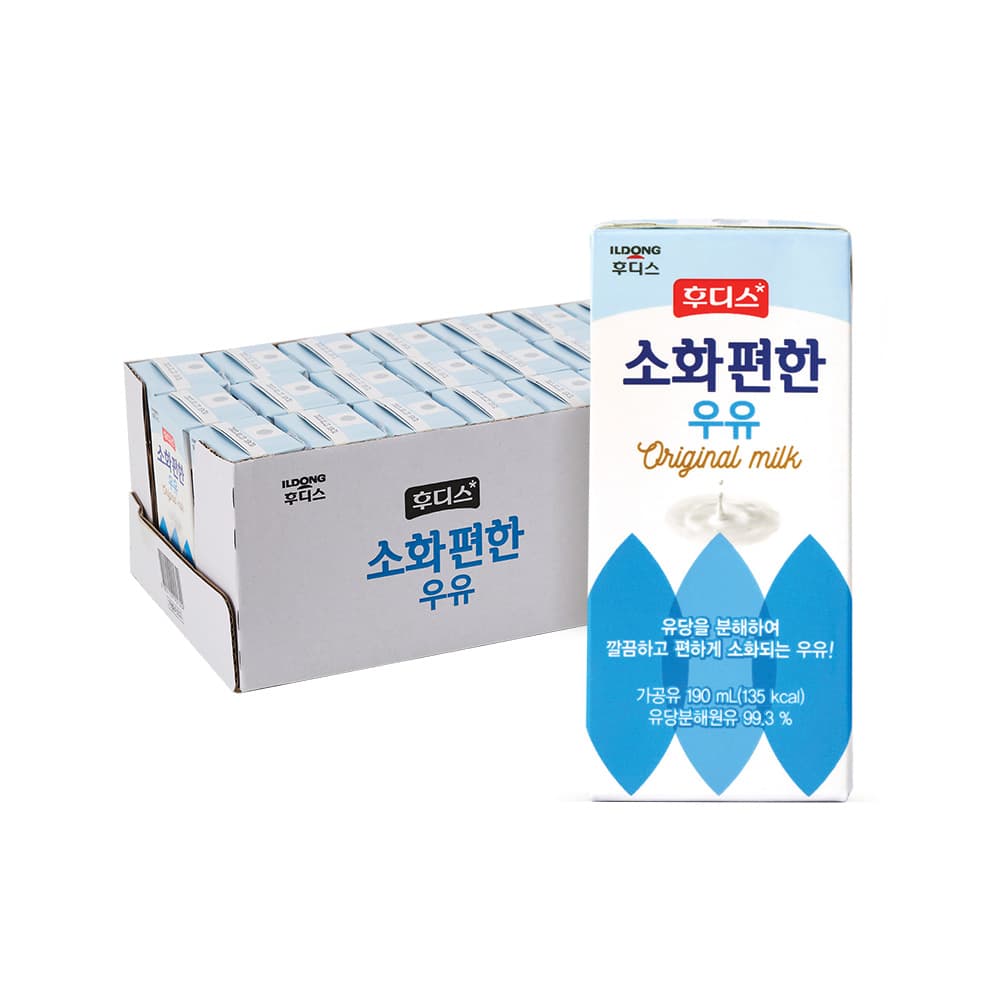 [토스쇼핑] 후디스 소화 편한 우유 오리지널, 190ml, 24개 (11,900원 / 무료배송)