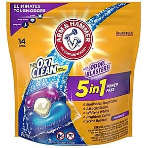 [Slickdeals] Arm & Hammer Laundry Products: 14-Ct Odor Blasters Plus Oxi Clean Power Paks ($1.99 / (약: 2,815원))