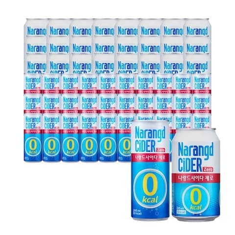 [오늘의집] (토스1만쿠폰필요) 나랑드사이다 제로 245ml 30캔 + 345ml 24캔 (맛 3종 택 1) (12,102원 / 무료배송)