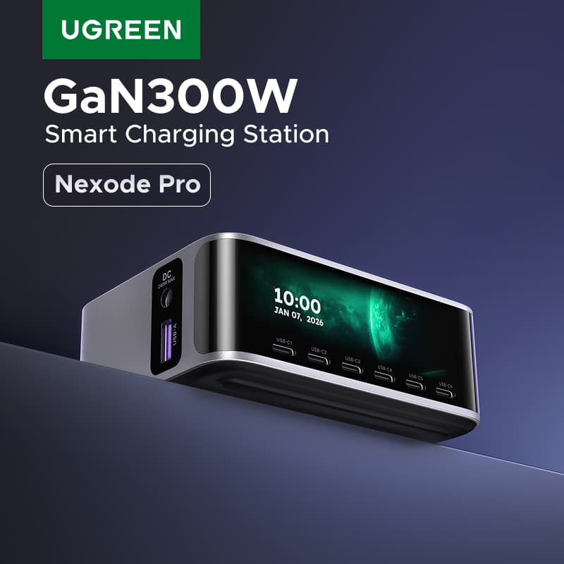 [알리익스프레스] UGREEN 300W GaN 스마트 디스플레이 AVS PD 3.1 7in1 데스크탑 충전 스테이션, 맥북 프로/노트북/아이폰/삼성/iPad 호환 ($17.00 / (약: 24,053원))