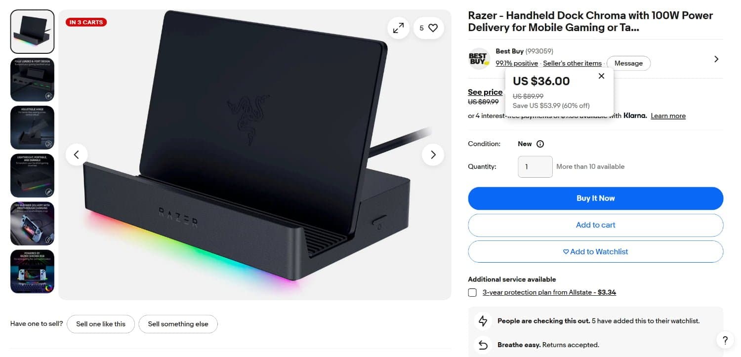 [eBay]Razer Handheld Dock Chroma ($36/무료)