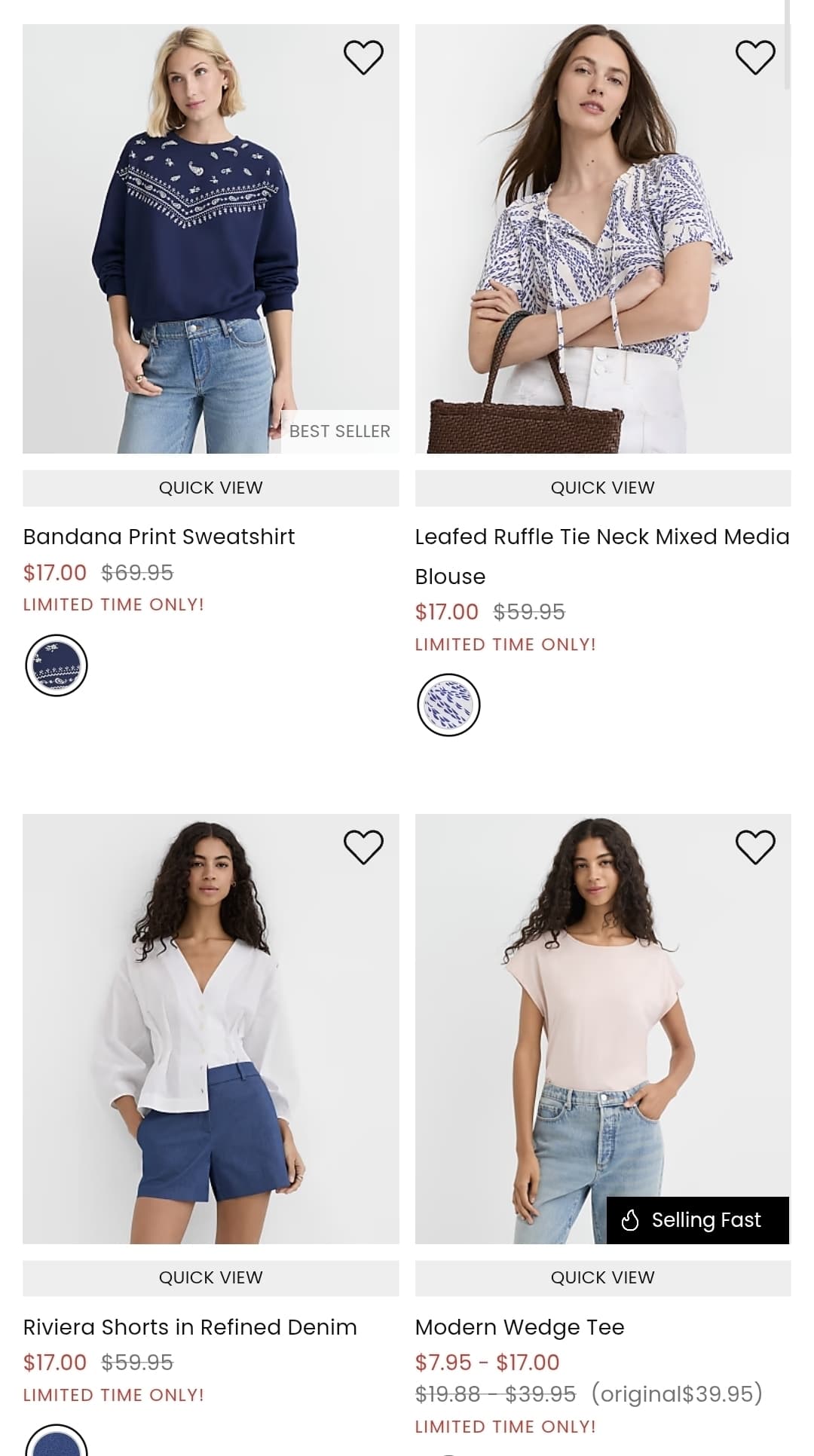 LOFT) Riviera Shorts in Refined Denim $17 등 $17 Must-Have Styles 세일