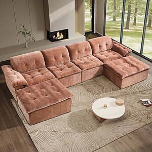 [Slickdeals] 6-Pc Aukfa U-Shaped Modular Sectional Sofa w 2x Ottomans ($550.00 / (약: 778,195원))