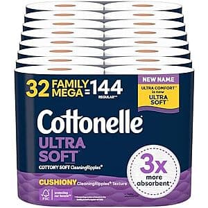 [Amazon] 32-ct Family Mega Rolls Cottonelle Ultra Soft Toilet Paper 2 for ($38.95 / (약: 55,110원))