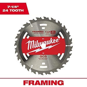 [Slickdeals] Milwaukee 7-1 4" x 24-Tooth Wood Cutting Framer Circular Saw Blade ($5.95 / (약: 8,418원))