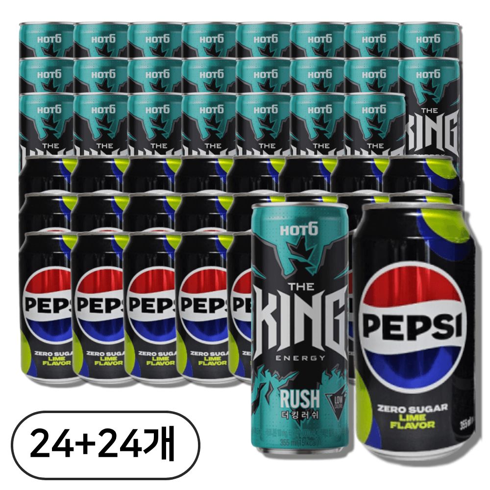 [지마켓] 펩시제로라임 210mlx30캔+핫식스 더킹 제로 355mlx24캔 +핫식스 더킹 포스 355ml 6개 증정 (30,900원 / 무료배송)