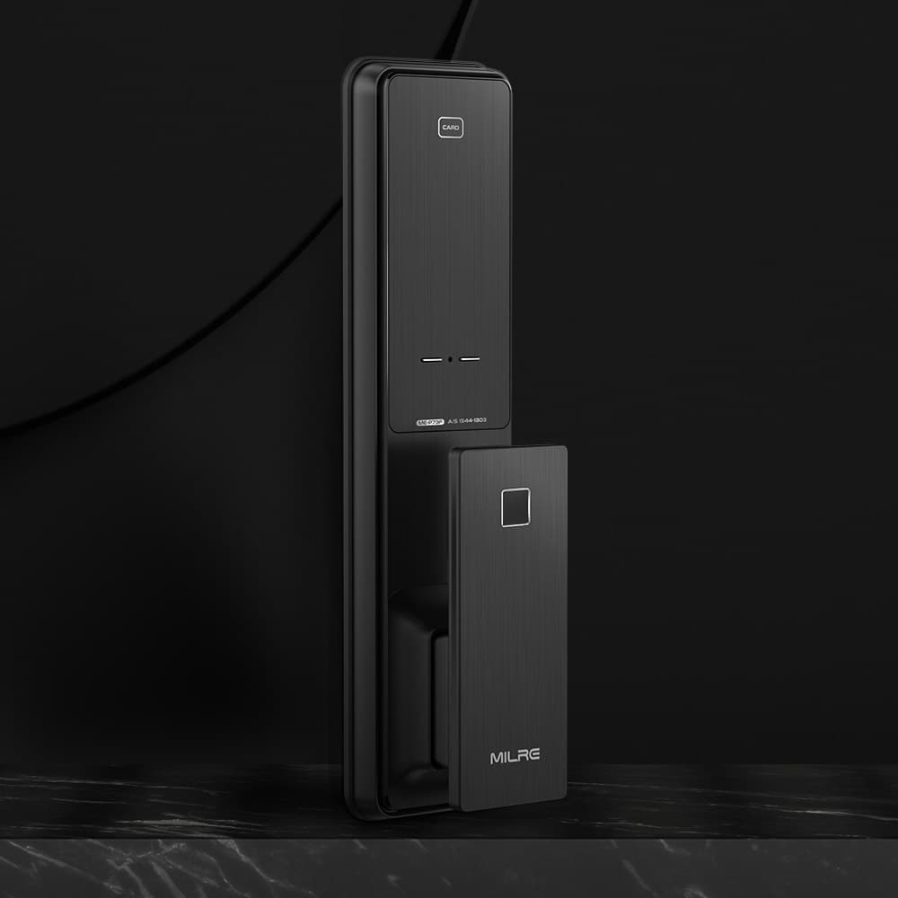 [네이버] 밀레 무타공 지문인식 푸시풀 현관문 디지털 화이트 도어락 ME-P73F (165,250원/무배)