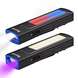 [Slickdeals] 2-Pk Banral Rechargeable EDC Flashlight w 395nm UV & COB Light ($23.35 / (약: 33,037원))