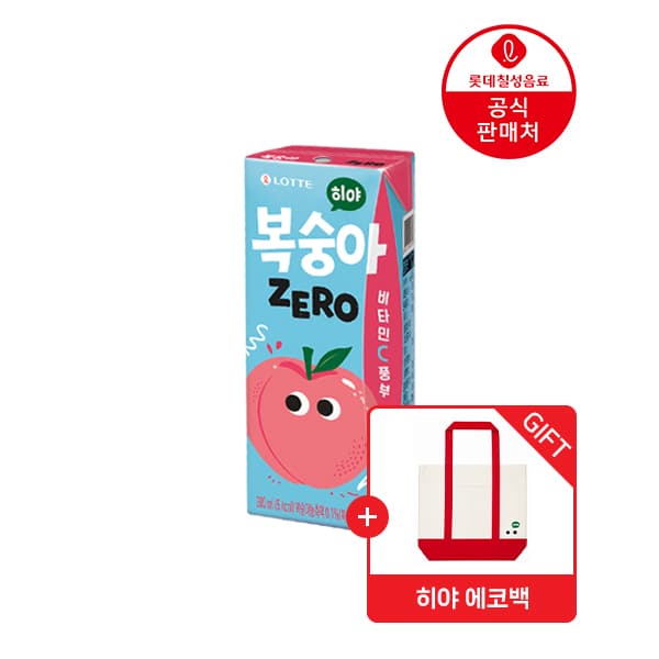[지마켓] 롯데칠성 히야 제로 사과+제로 복숭아 200ml 각 24입+에코백증정 (16,500원 / 무료배송)