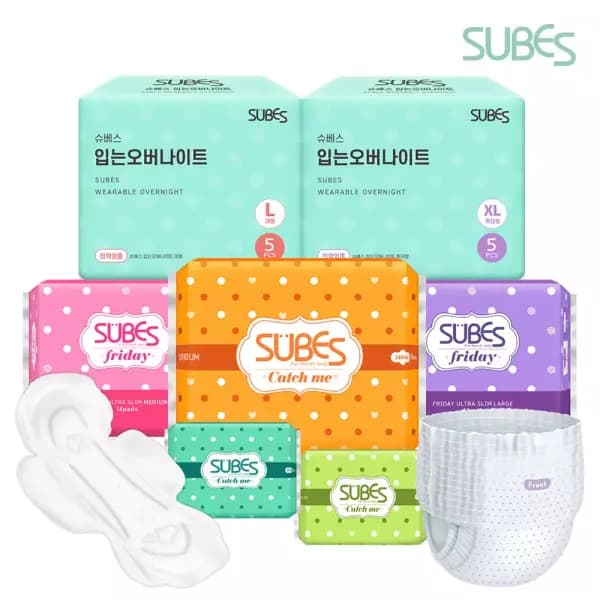 [11번가] 슈베스 입는오버나이트 외 생리대, 팬티라이너 골라담기 (3,500원/무료) (무료배송)