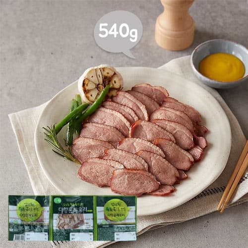 [이유몰] 다향오리 무항생제 훈제오리 540g(180gx3팩) (4,999원 / 무료배송)