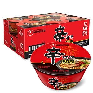 [Amazon] 12-pk 3.03-oz Nongshim Shin Ramyun Bowl Noodles ($10.20 / (약: 14,435원))