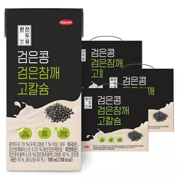 [쿠팡] 완전두유 검은콩 검은참깨 고칼슘, 190ml, 60개 (19,350원 / 무료배송)