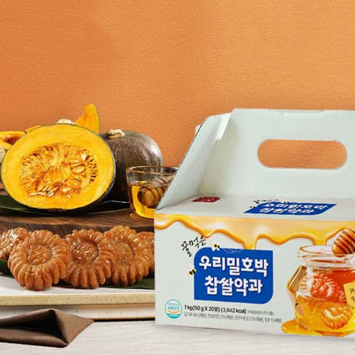 [이유몰] 꿀먹은 우리밀 호박찹쌀약과 1kg (50g*20봉) (5,999원 / 무료배송)